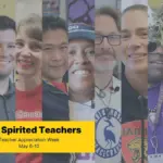 Collage of Teachers. Text: Most Spirited Teachers. Teacher Appreciation Week May 6-10